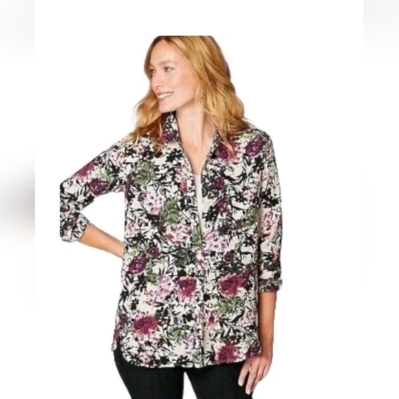 J. Jill Tops - J. Jill Floral Shirt Sz Small Women Long Sleeve Button Down Collared Colorful